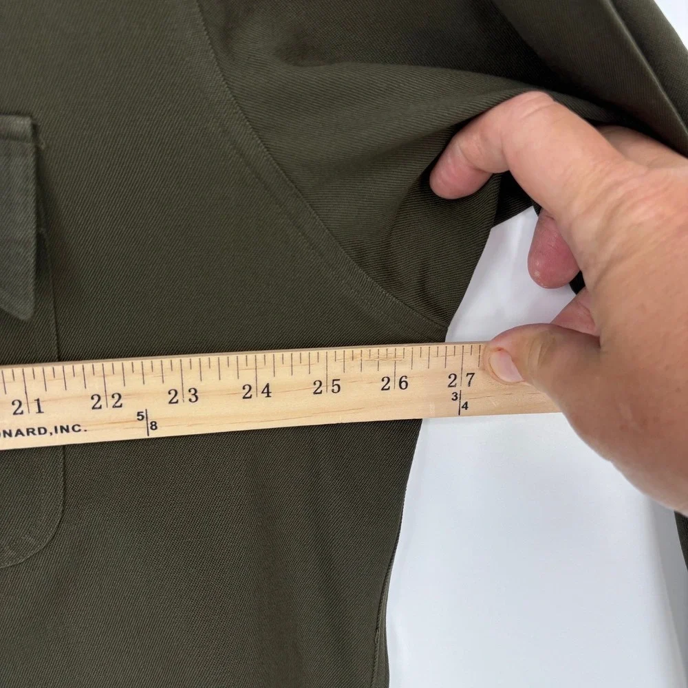 Vtg Polo Ralph Lauren Wool Field Shirt Mens L Olive Epaulettes Military Safari